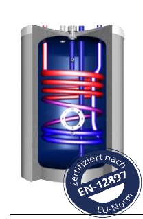 Brauchwasserspeicher 120 l (emailliert) mit 1 WT, Anschlüsse oben