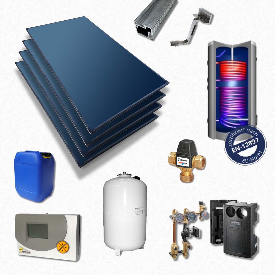 Solar Paket B500-BL 20-4 mit BW-Speicher (mit 4 Blackline 2.02 Kollektoren)