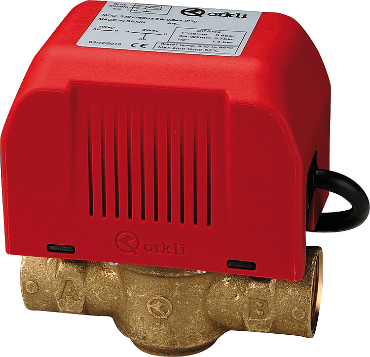 Durchgangsventil 1" AG mit Motor fld. (Solar + Heizung) 230V