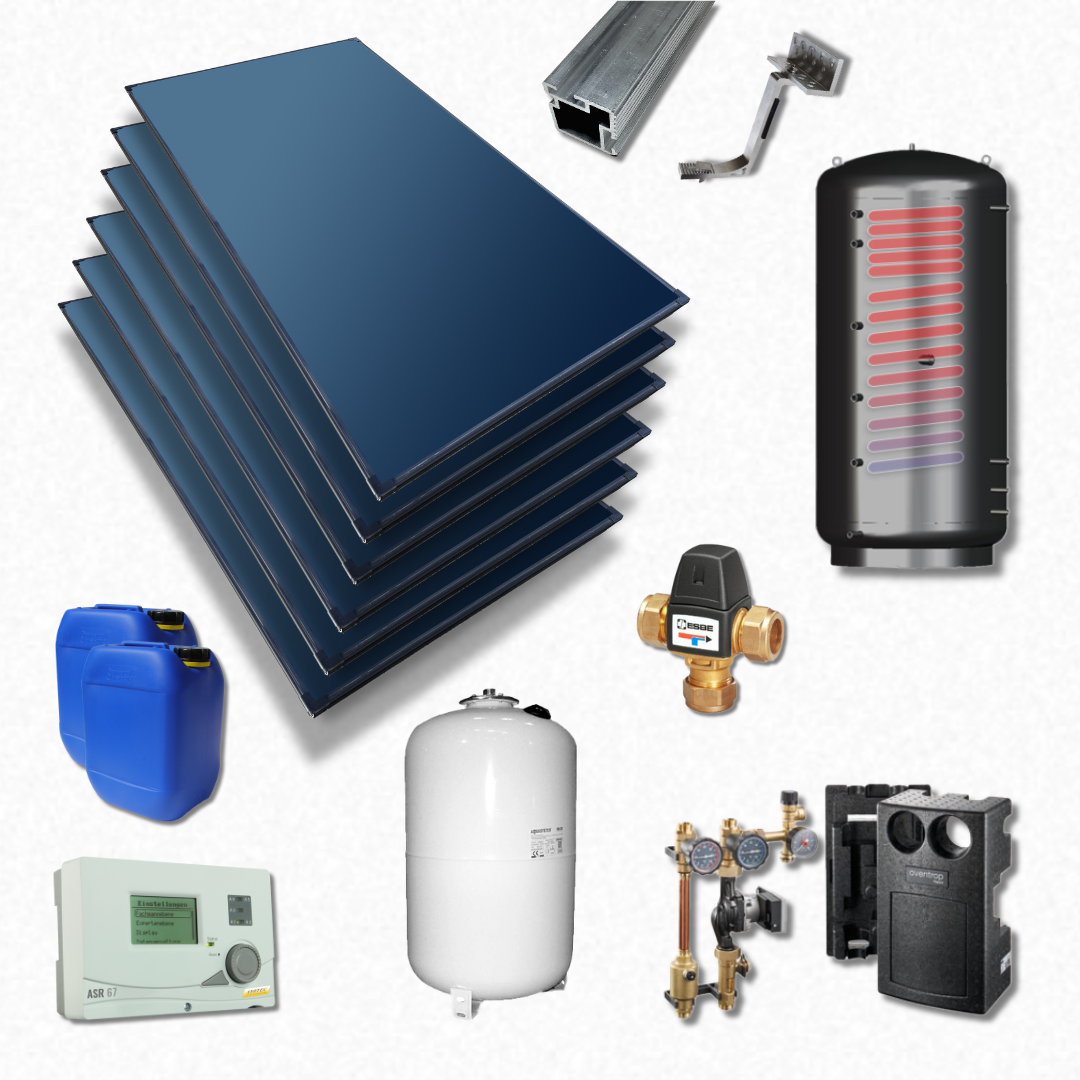 Solar Paket FW900-BL 25-6 mit FriWa-Speicher (mit 6 Blackline 2.51 Kollektoren)