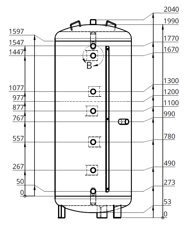 Pufferspeicher Twintherm WP 900 l mit Trennblech, ohne WT, inkl. Iso