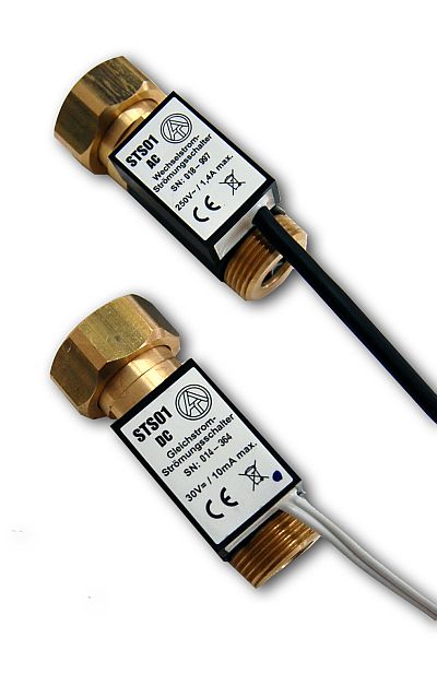 Strömungsschalter 30V=, bis 10mA; 1"AG - 1"IG (Überwurfm.)