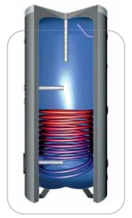 Brauchwasserspeicher mit 1 Wärmetauscher mit abnehmbarer Isolierung