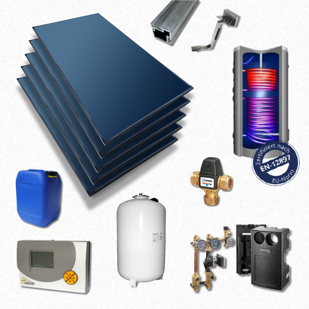 Solar Paket B750-BL 25-5 mit BW-Speicher (mit 5 Blackline 2.51 Kollektoren)