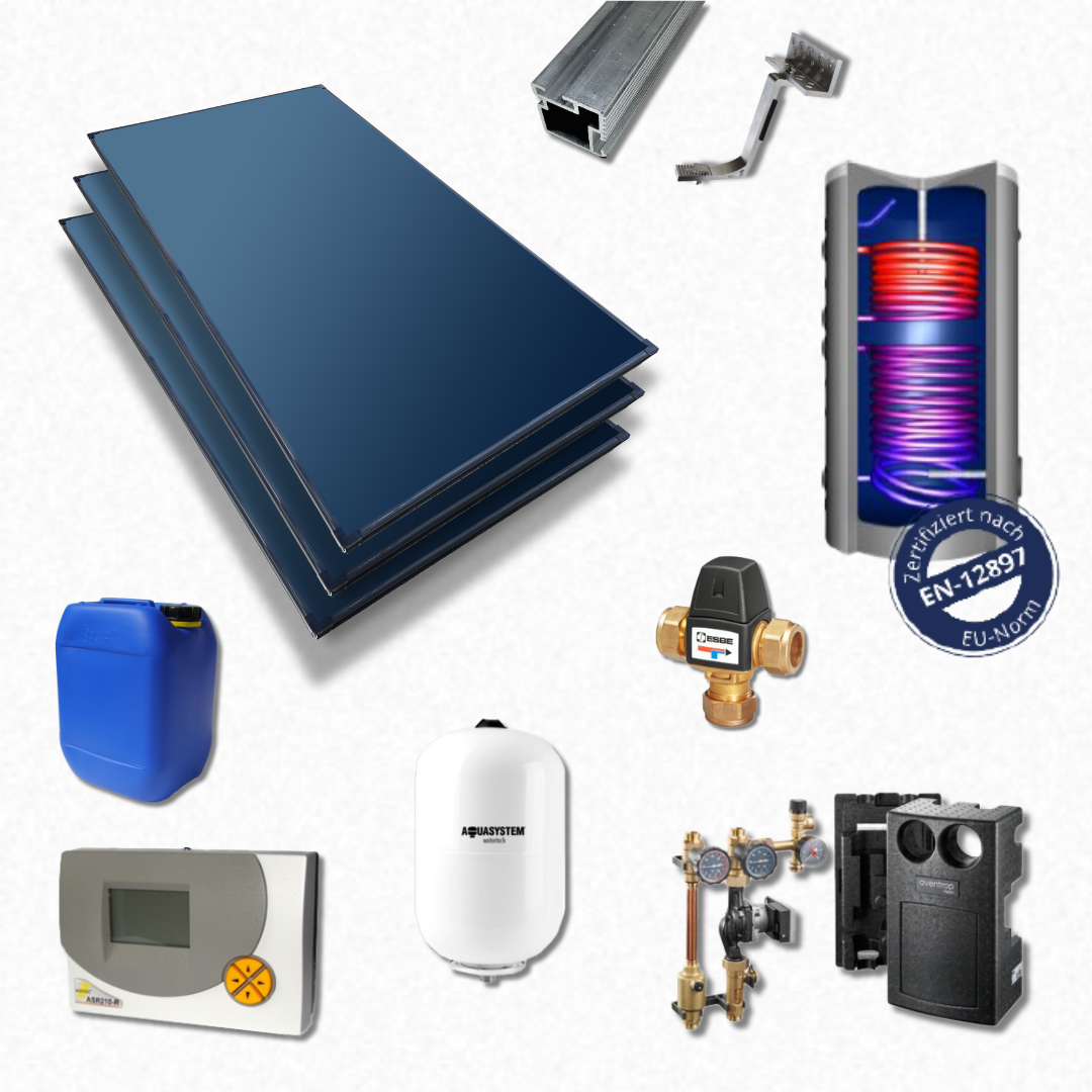 Solar Paket B300-BL 20-3 mit BW-Speicher (mit 3 Blackline 2.02 Kollektoren)