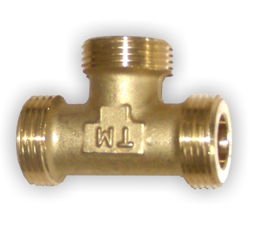 Messing-T-Stück mit Außengewinde (3x flachdichtend)