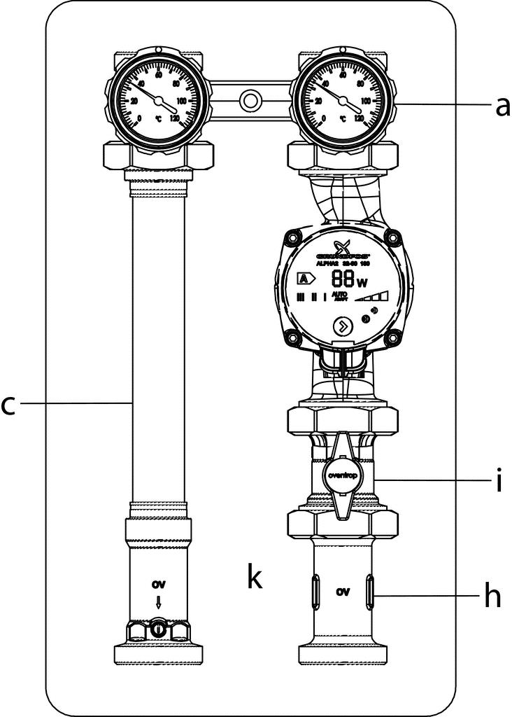 DN32-Heizkreisset (Univ.-Iso.) ungemischt mit HE-Pumpe