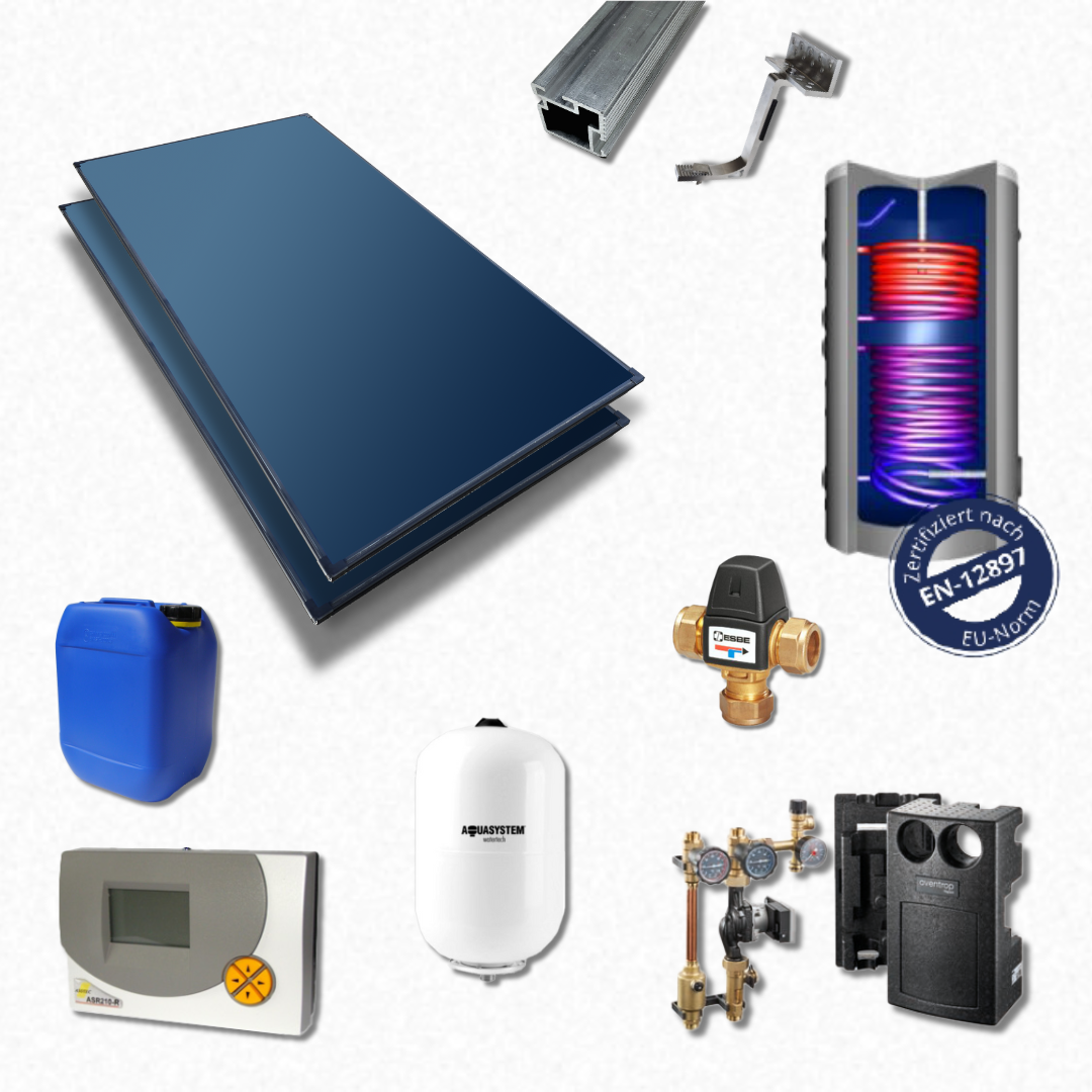 Solar Paket B300-BL 20-2 mit BW-Speicher (mit 2 Blackline 2.02 Kollektoren)
