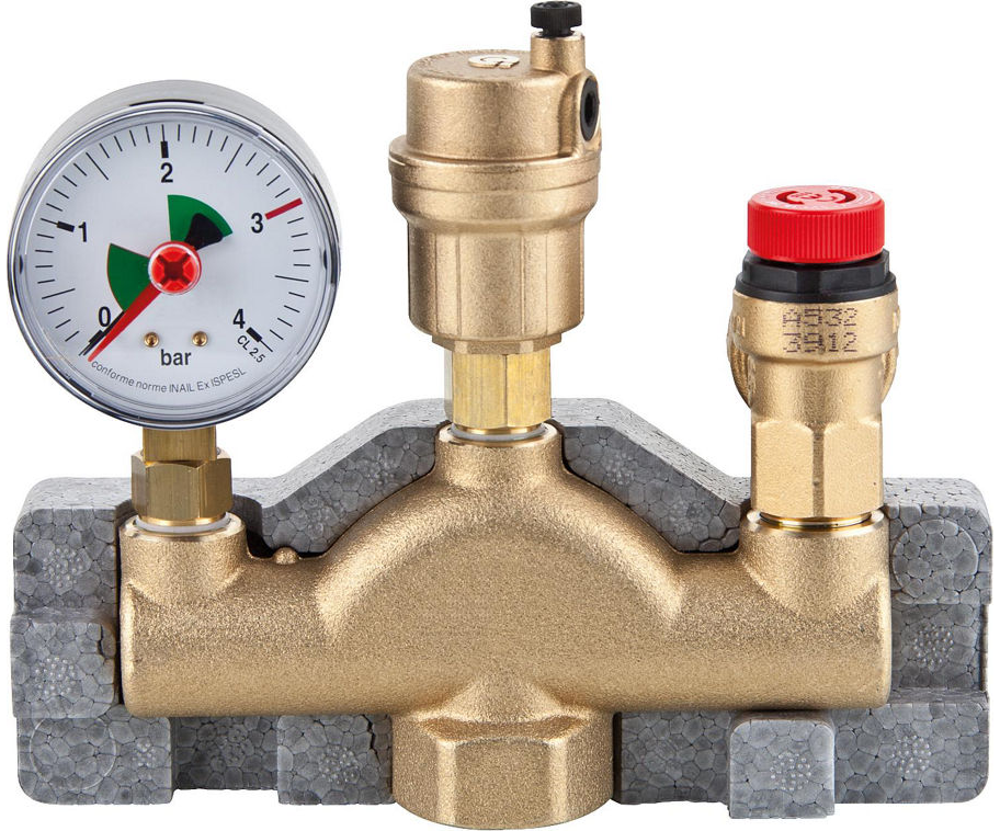 Kessel-Sicherheitsgruppe (isoliert) 3 bar m. Manometer, Entlüfter (bis 50 kW)