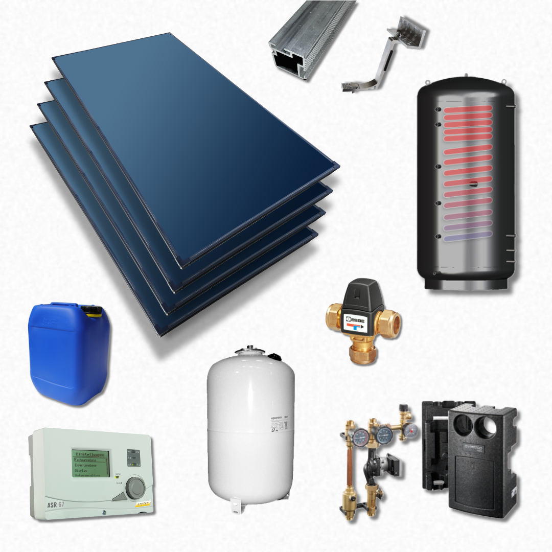 Solar Paket FW550-BL 20-4 mit FriWa-Speicher (mit 4 Blackline 2.02 Kollektoren)