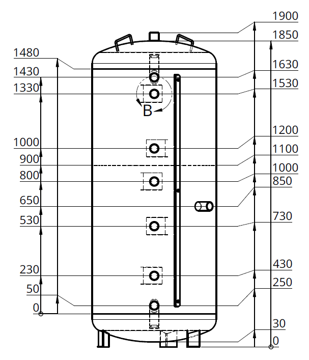 Pufferspeicher Twintherm WP 750 l mit Trennblech, ohne WT, inkl. Iso